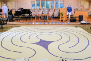 A labyrinth on the floor of the sanctuary