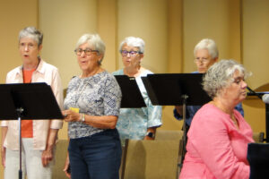 The Vocal Team includes Brenda Bouton, Gail Hecky, Margaret Keefe. and Dianne Conine, accompanied by Julie Keefer, Director of Music Ministries, on the piano.